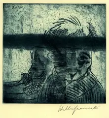 Walter Gramatté, Das Paar, 1922, Etching in colours