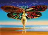 Rudolf Hausner, Schmetterlingsfrau, 1994, Silkscreen in colours