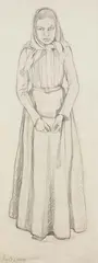 Käte Lassen, Mädchen, 1906, Pencil drawing
