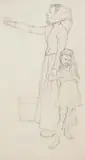Käte Lassen, Mutter und Tochter, Pencil drawing