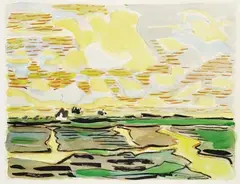 Fritz Kronenberg, Marschlandschaft, 1956, Watercolour