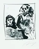 Alfred Hrdlicka, 2 Bll.: Bauernkrieg IV. Studienblatt. Buch: Die Ateliers des Monsieur Rodin, 1980, Etching