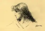 Jean-Jacques Henner, Frauenporträt, Charcoal drawing