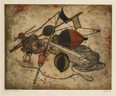 Otto Eglau, 3 Bll.: Stilleben. Aoshima I. Aoshima IV, 1961, Etching and aquatint in colours