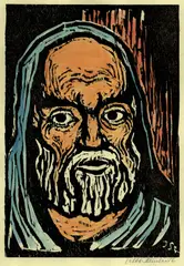 Jacob Steinhardt, 2 sheets: Portraits of an old man, Woodcut