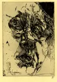 Horst Janssen, Selbstporträt "barock", 1982, Etching