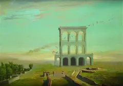 Wiesen vor hellblauem Himmel by Otto Hirth, Oil on canvas, sold Oct 2005