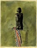 Peter Nagel, Junge mit gestreiftem Tuch, 1970, Mezzotint