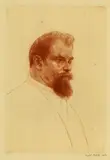 Emil Orlík, 2 Bll.: Max Klinger. Gerhard Hauptmann (Kopf im Profil nach rechts)