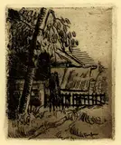 Paul Cézanne, Paysage à Auvers, entrée de ferme rue Saint-Rémy, 1873, Etching
