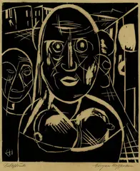 Eugen Hoffmann, Brustbild einer Frau, Woodcut