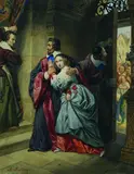 Alexandre Debacq, Klosterszene, Watercolour