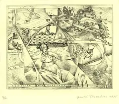 André Thomkins, 4 Bll. Figürliche Motive, 1971, Etching