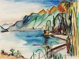 Helmuth Heinsohn, Südliche Seelandschaft, 1952, Watercolour