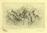 Hans Bellmer, 2 Bll.: Die Tänzerin. Komposition mit zwei Schuhen, 1955, Etching