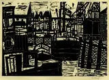 Diether Kressel, 3 Bll.: Fisch-Miß. Vogeltisch. Komposition, 1970, Etching