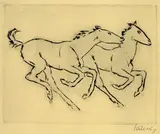 Renée Sintenis, Zwei Pferde, Etching