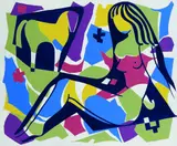 K. Kassel, 2 Gemälde: Sonnenblume. Mädchen und Pferd, 1991, Acrylic on fibreboard