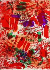 Rudi Baerwind, 2 Bll.: Komposition in Rot. Komposition in Braun und Grau, 1958, Lithograph in colours