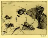 Horst Janssen, Zu Salzgitter, 1976, Etching