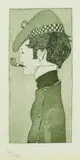 Selbstbildnis/Karikatur. 1909 by Heinrich Vogeler, Etching, sold Oct 2005