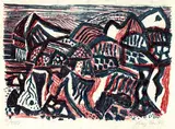 Eduard Bargheer, Vulkanische Landschaft 2, 1965, Lithograph in colours