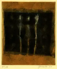 Johannes Gecelli, Verborgen, 1965, Etching and aquatint in colours