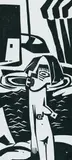 Ali Baumgarten, Am Strand, Woodcut
