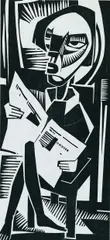 Ali Baumgarten, Zeitungsleser, Woodcut