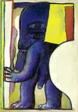 Blaue Figur by Horst Antes, 1963, Egg and oil tempera, sold May 2005