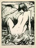 Otto Mueller, Olympia (Sitzender Rückenakt in den Dünen), 1924, Lithograph