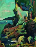 Adolf Erbslöh, Steilküste bei Ragusa, 1911, Oil on cardboard