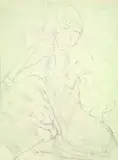 Otto Mueller, Nachdenkliches Mädchenbildnis (Elsbeth Mueller), 1922, Chalk drawing