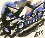 Marschierende Soldaten by Otto Dix, 1918, Watercolour, sold May 2005