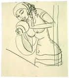 Dienerin mit Krug (nach Ajanta-Fresko) by Ernst Ludwig Kirchner, 1910, Pencil drawing, sold May 2005