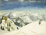 Berge am Inntal by Erich Heckel, 1949, Watercolour, sold May 2005