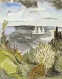 Landschaft mit Segelschiff by Erich Heckel, 1926, Watercolour, sold May 2005