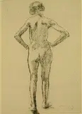 Weiblicher Rückenakt by Käthe Kollwitz, 1904, Charcoal drawing, sold May 2005