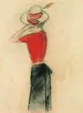 Frau mit roter Bluse by Christian Rohlfs, 1912, Charcoal drawing, sold May 2005