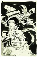 Demonstration by Ernst Ludwig Kirchner, Brush and Indian ink drawing, sold May 2005