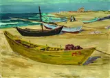 Arnold Balwé, Fischerboote am Strand von Saintes Maries de la mer