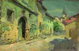 Wilhelm Velten, Dorfstraße - Studie, Oil on panel