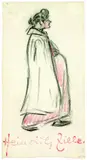 Schwangere Mamsell in langem Mantel by Heinrich Zille, Chalk drawing, sold May 2005