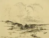 Max Liebermann, Karren in den Dünen, Charcoal drawing