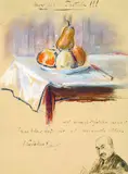 Max Liebermann, Stillleben mit Obst und Selbstporträt, 1917, Pastel