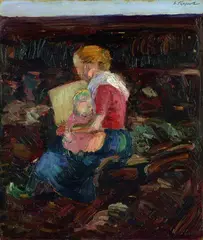 Mutter mit Kind by Georg Tappert, 1906, Oil on cardboard, sold Mar 2005
