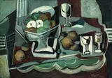 Alfred Justitz, Stillleben mit Früchten und Gläsern, 1931, Oil on canvas