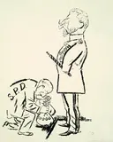 SPD gebt dem Kaiser, was des Kaisers ist by George Grosz, 1923, Indian ink drawing, sold Mar 2005