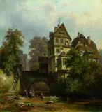 Christian Mali, Partie aus Eßlingen, 1861, Oil on canvas