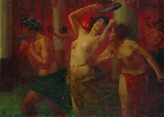 Eugene Ansen-Hofmann, Bacchanten, Oil on canvas